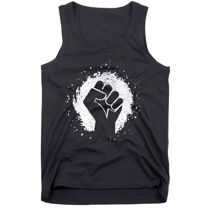 Black History Protest Fist Paint Splatter Tank Top