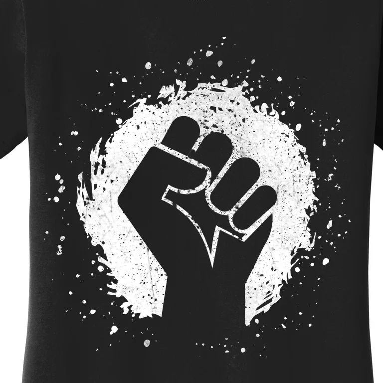 Black History Protest Fist Paint Splatter Women's T-Shirt