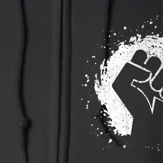 Black History Protest Fist Paint Splatter Full Zip Hoodie