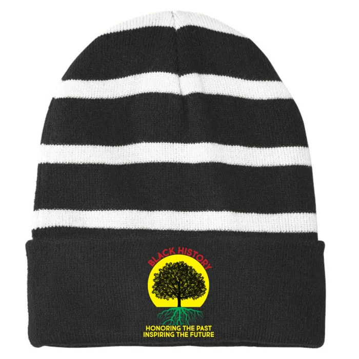 Black History Roots Past and Future Striped Beanie with Solid Band