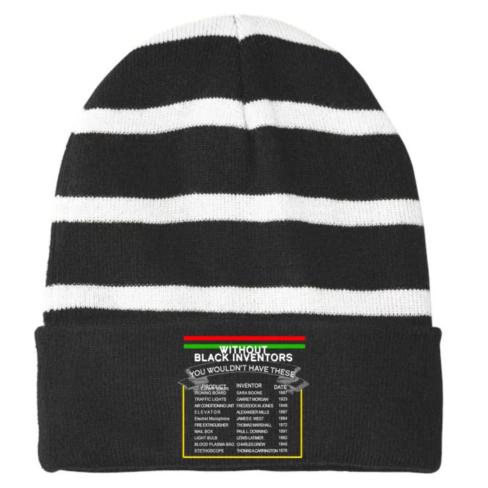 Black Inventors Black History Month Striped Beanie with Solid Band