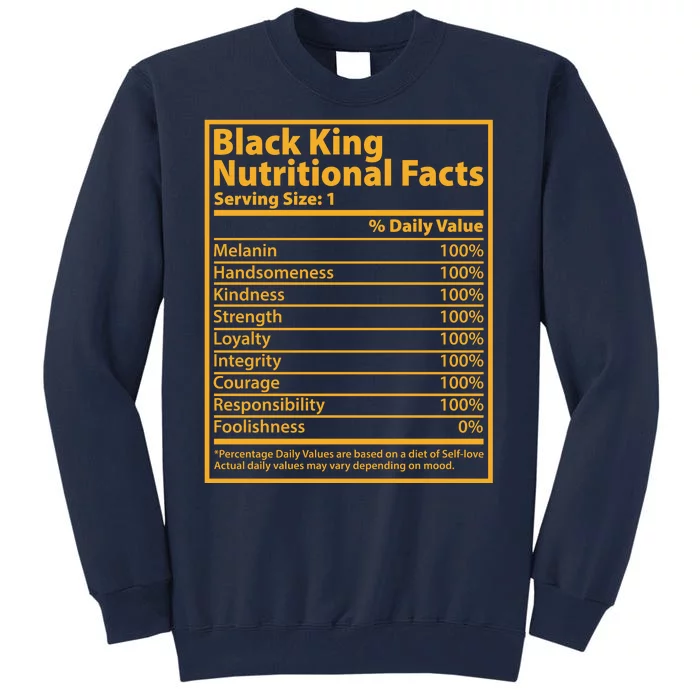 Black King Nutritional Facts Tall Sweatshirt