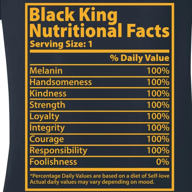 Black King Nutritional Facts Women's V-Neck T-Shirt