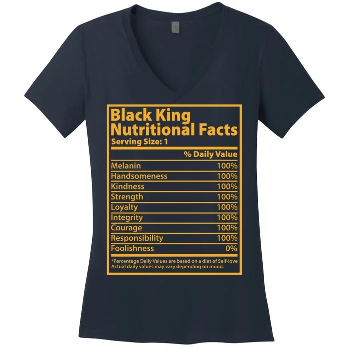 Black King Nutritional Facts Women's V-Neck T-Shirt