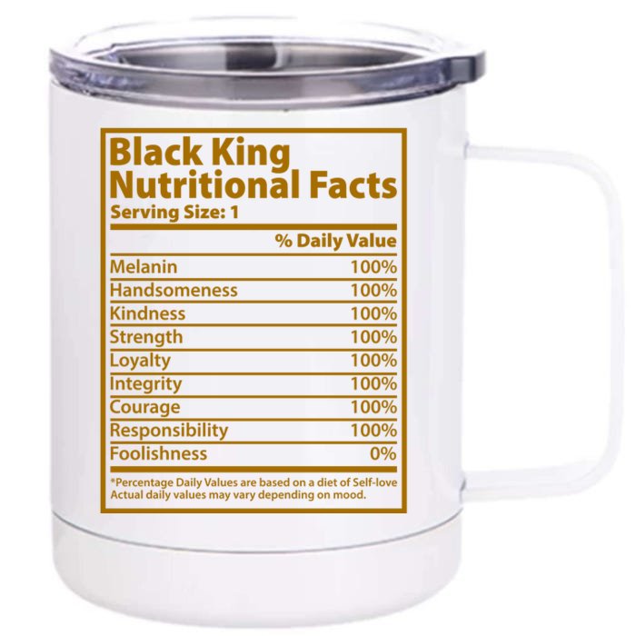 Black King Nutritional Facts Front & Back 12oz Stainless Steel Tumbler Cup