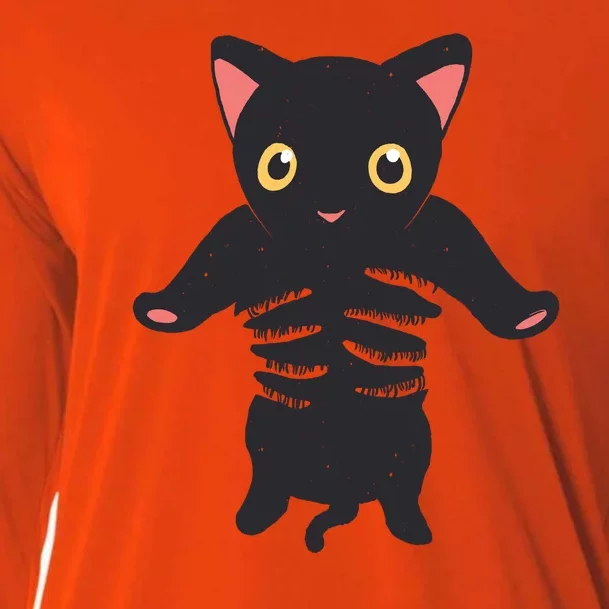 Black Kitty Being Held Cooling Performance Long Sleeve Crew