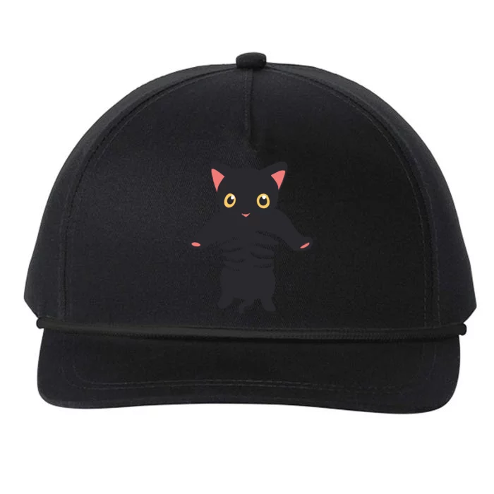 Black Kitty Being Held Snapback Five-Panel Rope Hat