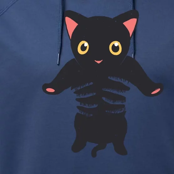 Black Kitty Being Held Performance Fleece Hoodie