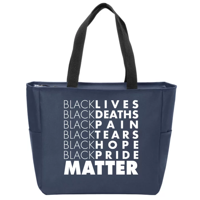 Black Lives Deaths Pain Tears Hope Pride Matter Zip Tote Bag