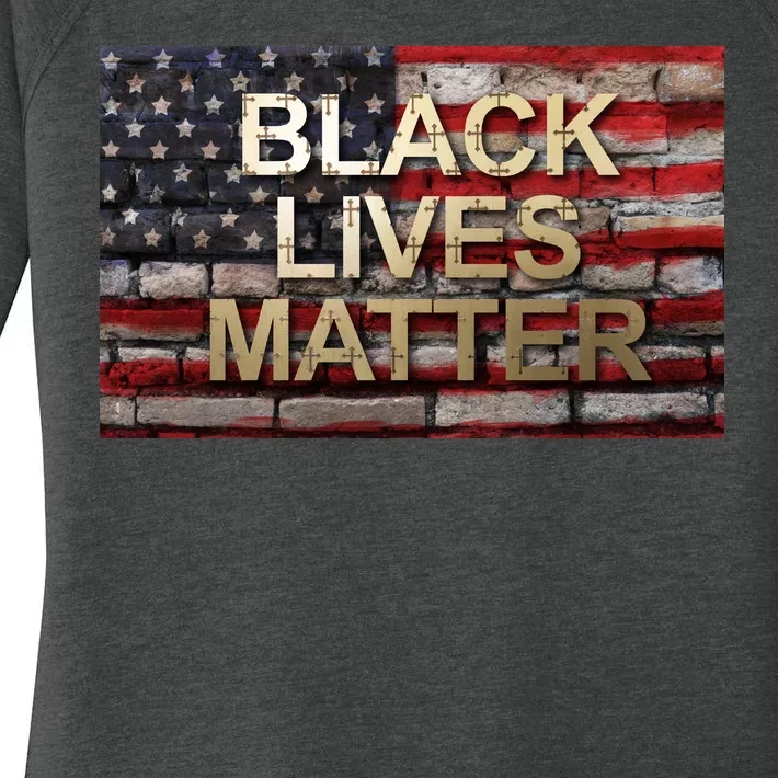 Black Lives Matter Abstract United States Flag Women's Perfect Tri Tunic Long Sleeve Shirt