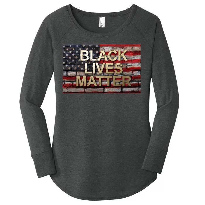 Black Lives Matter Abstract United States Flag Women's Perfect Tri Tunic Long Sleeve Shirt