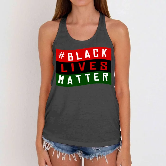 Black Lives Matter African American Flag Women's Knotted Racerback Tank