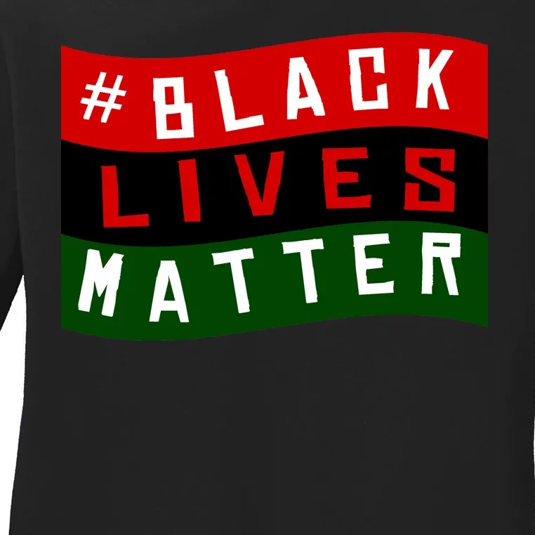 Black Lives Matter African American Flag Ladies Long Sleeve Shirt