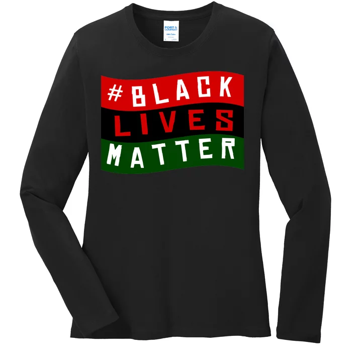 Black Lives Matter African American Flag Ladies Long Sleeve Shirt