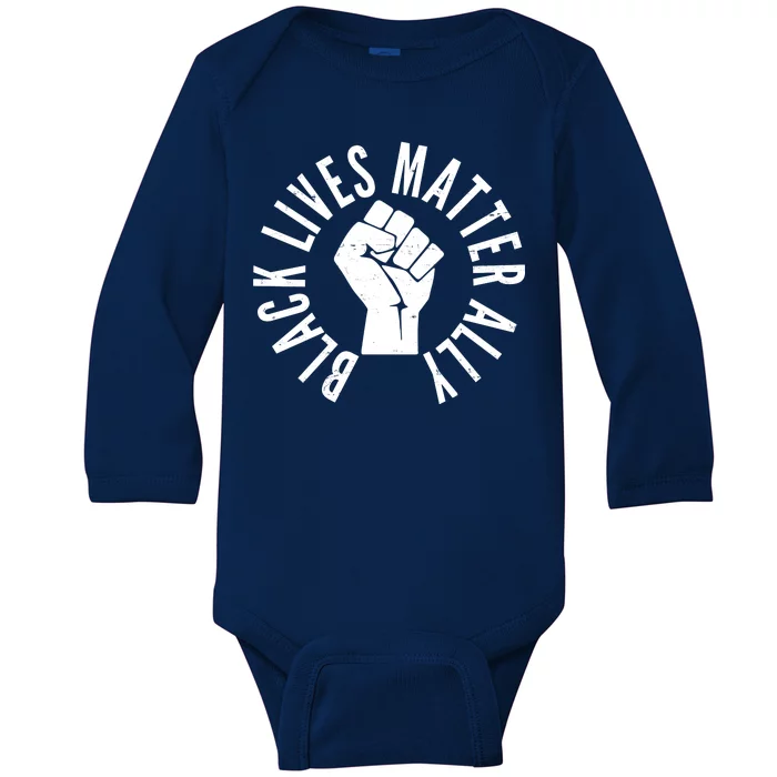 Black Lives Matter Ally Protest Fist Baby Long Sleeve Bodysuit