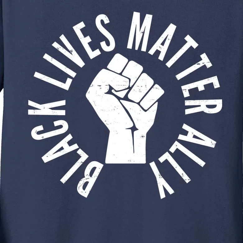 Black Lives Matter Ally Protest Fist Kids Long Sleeve Shirt