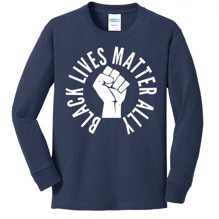 Black Lives Matter Ally Protest Fist Kids Long Sleeve Shirt