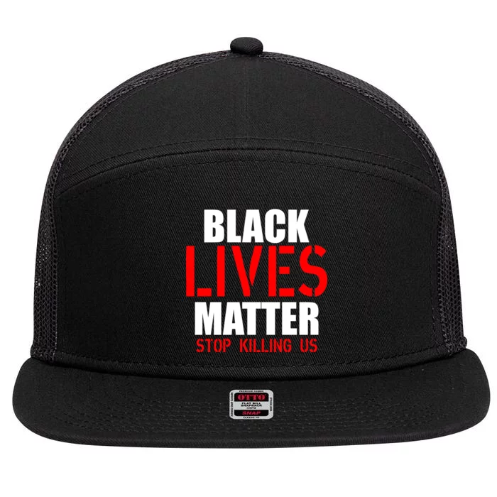 Black Lives Matter Army Stamp Stop Killing Us 7 Panel Mesh Trucker Snapback Hat