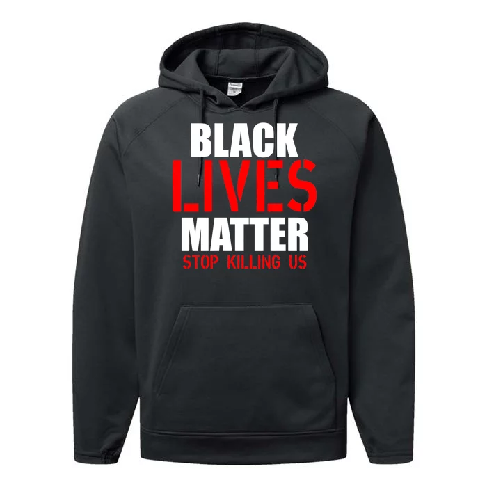 Black Lives Matter Army Stamp Stop Killing Us Performance Fleece Hoodie