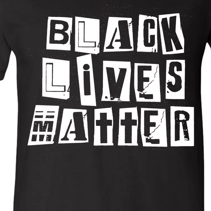 Black Lives Matter Note style V-Neck T-Shirt