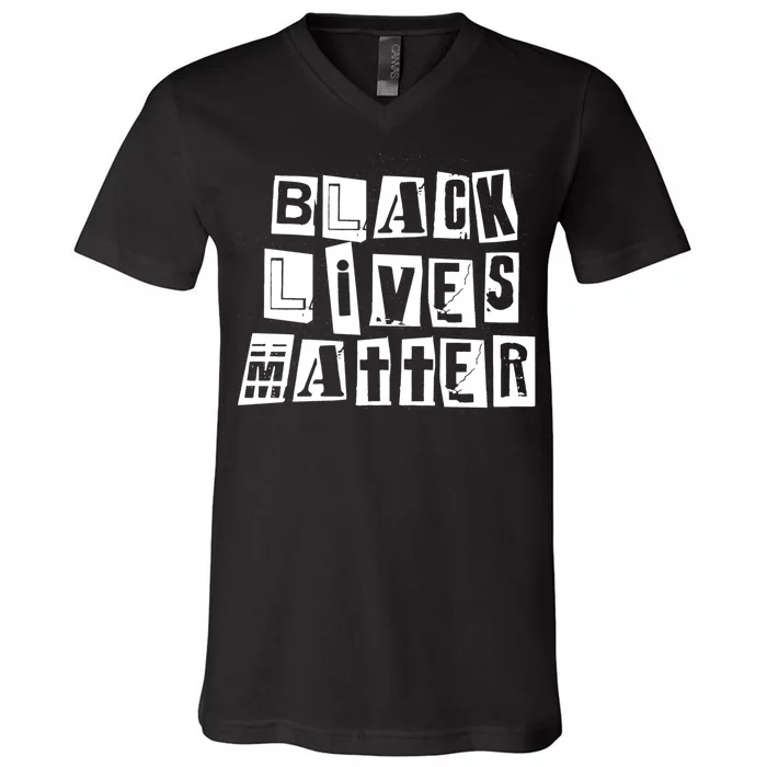 Black Lives Matter Note style V-Neck T-Shirt