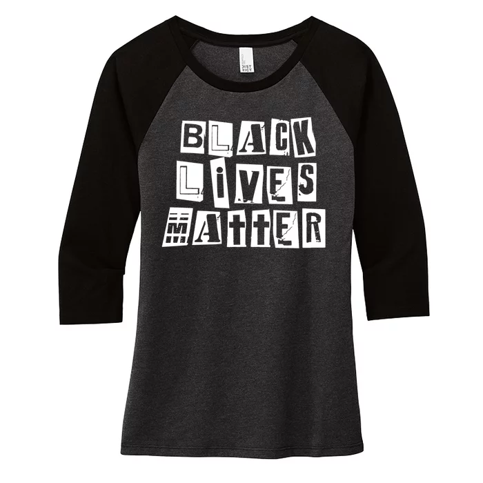 Black Lives Matter Note style Women's Tri-Blend 3/4-Sleeve Raglan Shirt