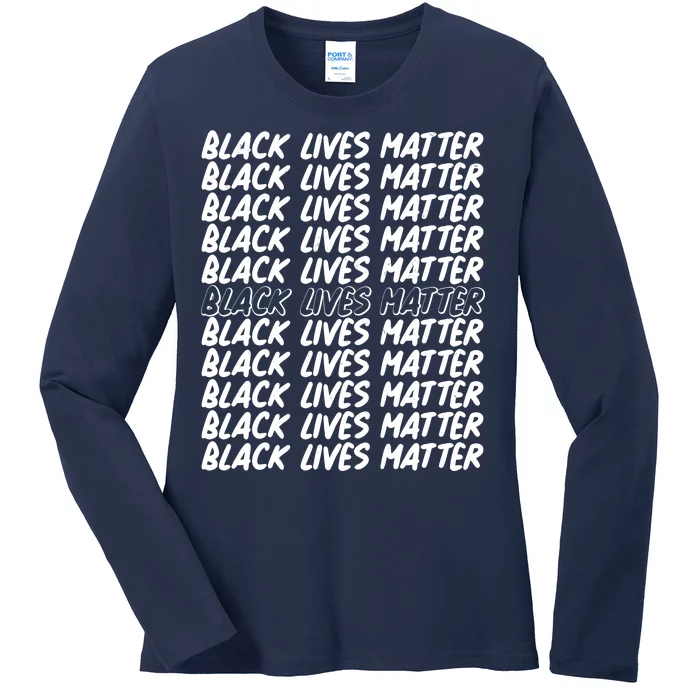 Black Lives Matter Pattern Ladies Long Sleeve Shirt