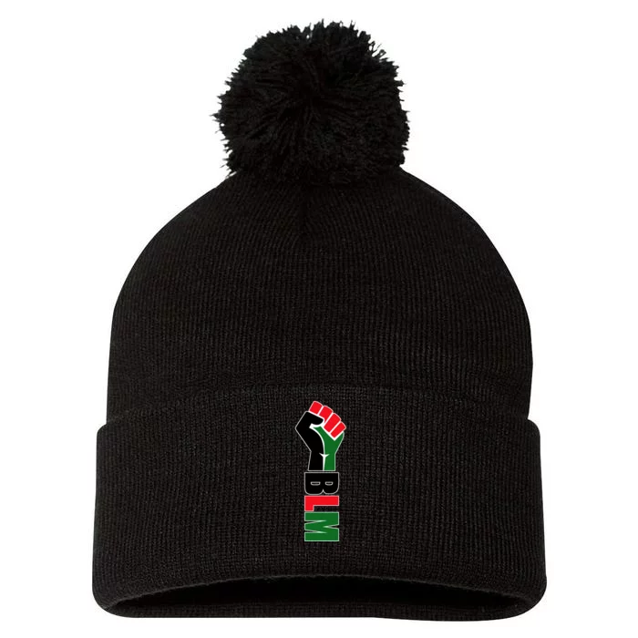 Black Lives Matter Power Fist Pom Pom 12in Knit Beanie