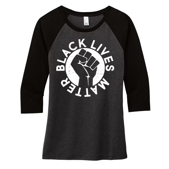 Black Lives Matter Protest Emblem Women's Tri-Blend 3/4-Sleeve Raglan Shirt