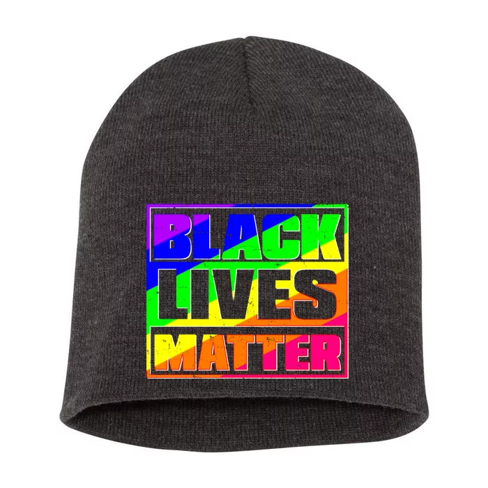 Black Lives Matter Rainbow Short Acrylic Beanie