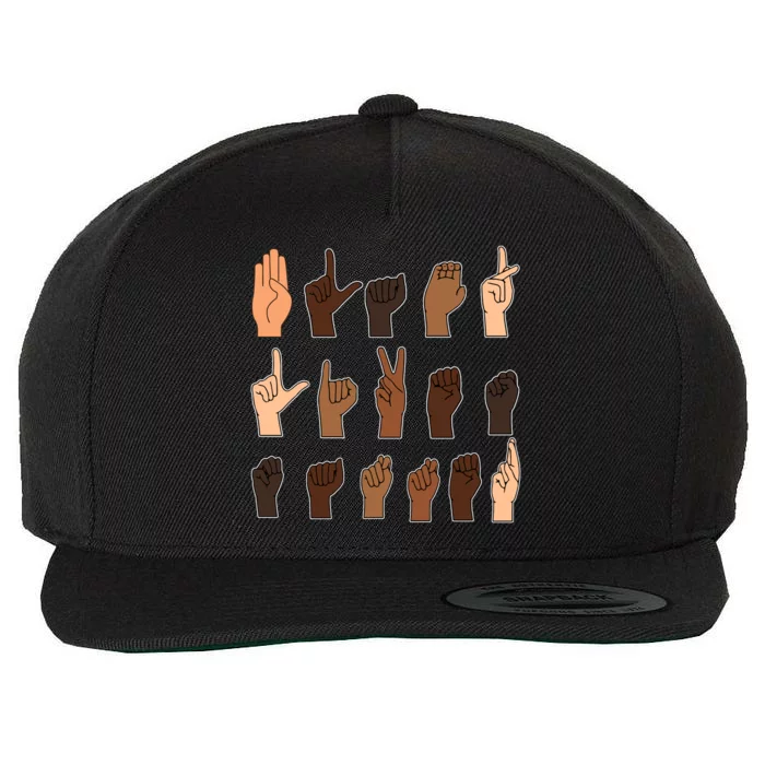 Black Lives Matter Sign Language Wool Snapback Cap