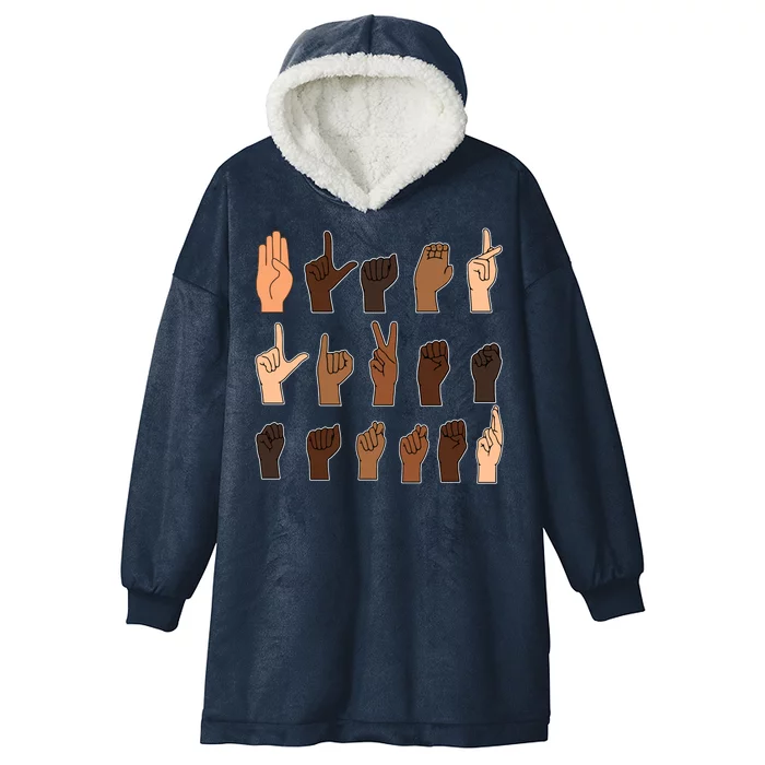 Black Lives Matter Sign Language Hooded Wearable Blanket