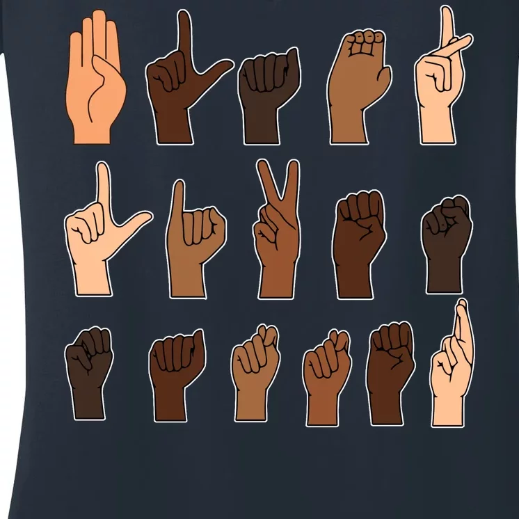 Black Lives Matter Sign Language Women's V-Neck T-Shirt