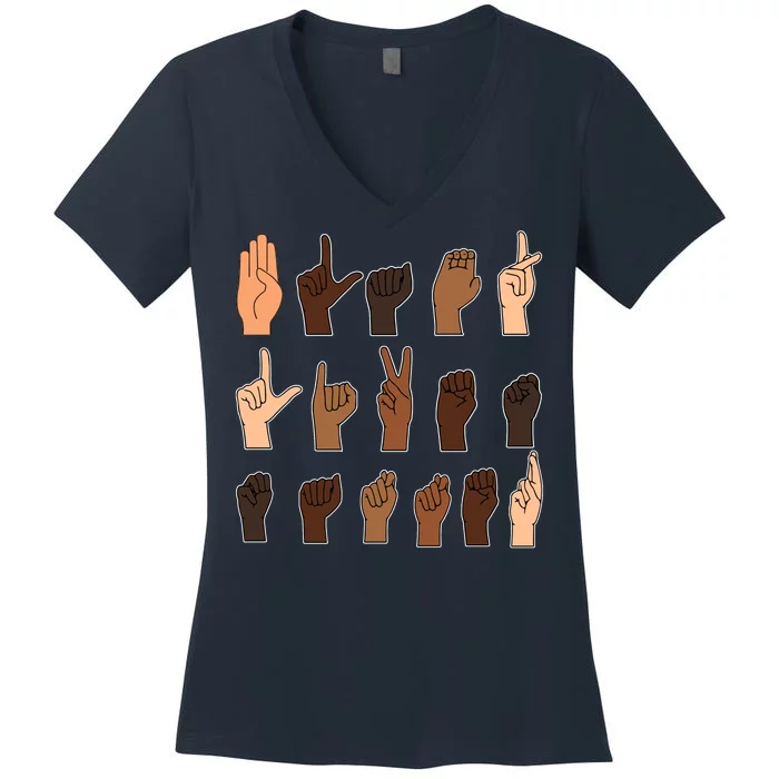 Black Lives Matter Sign Language Women's V-Neck T-Shirt