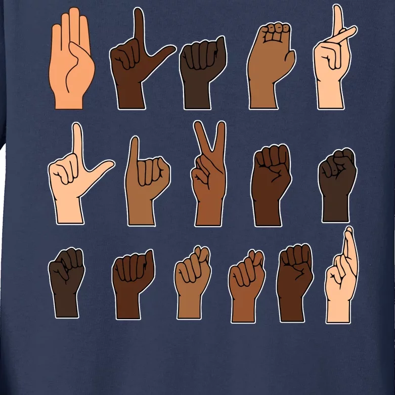 Black Lives Matter Sign Language Kids Long Sleeve Shirt