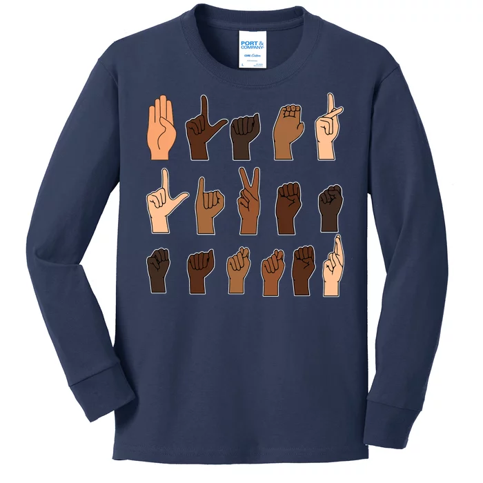 Black Lives Matter Sign Language Kids Long Sleeve Shirt