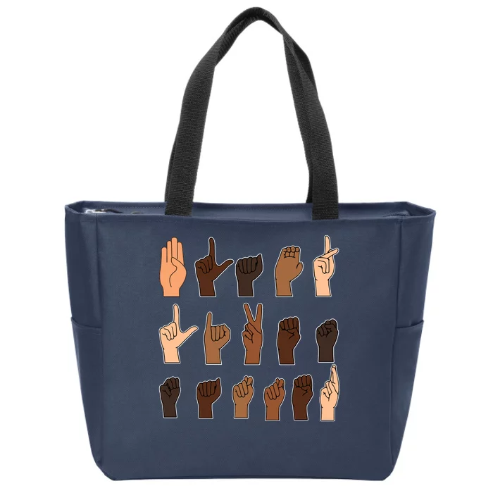 Black Lives Matter Sign Language Zip Tote Bag