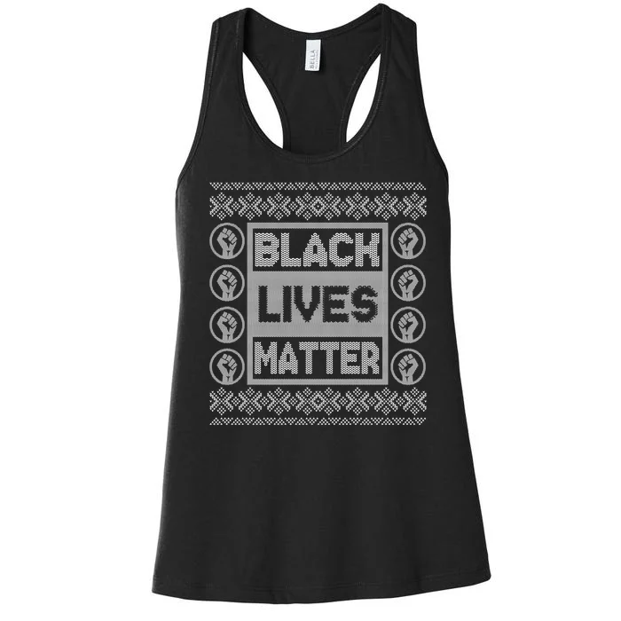 Black Lives Matter Ugly Christmas Sweater Women's Racerback Tank