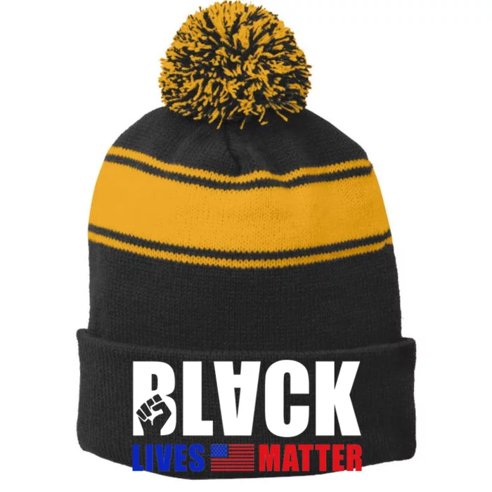 Black Lives Matter US Flag Stripe Pom Pom Beanie