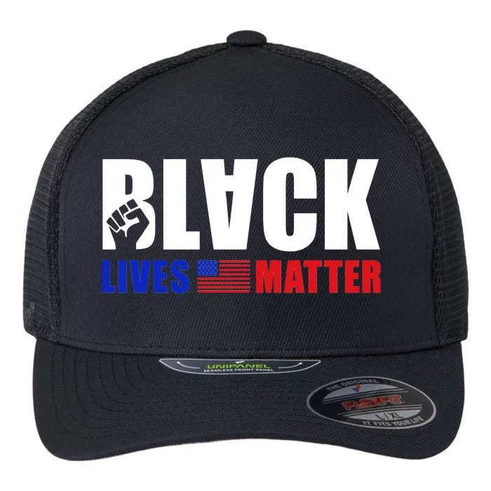 Black Lives Matter US Flag Flexfit Unipanel Trucker Cap