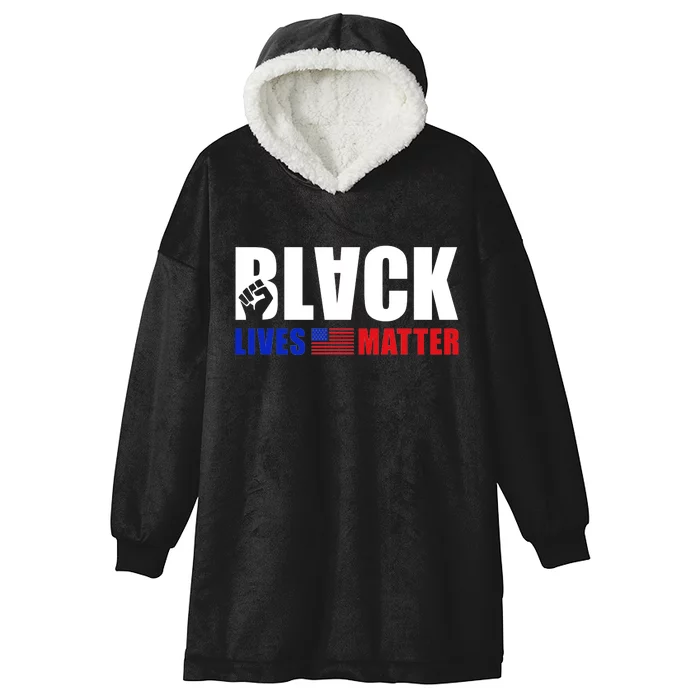 Black Lives Matter US Flag Hooded Wearable Blanket