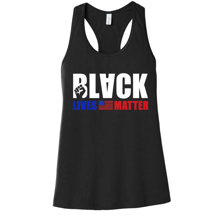 Black Lives Matter US Flag Women's Racerback Tank