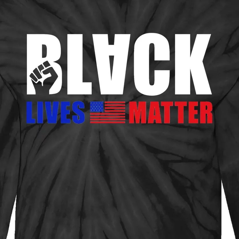 Black Lives Matter US Flag Tie-Dye Long Sleeve Shirt