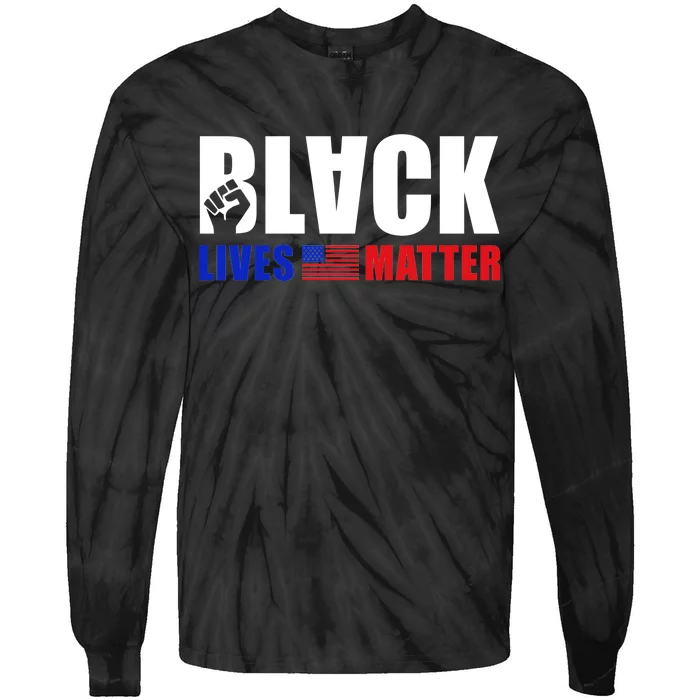 Black Lives Matter US Flag Tie-Dye Long Sleeve Shirt