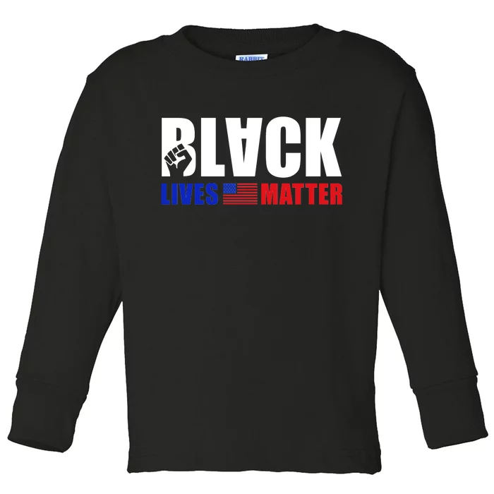 Black Lives Matter US Flag Toddler Long Sleeve Shirt