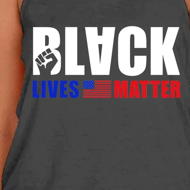 Black Lives Matter US Flag Women's Knotted Racerback Tank