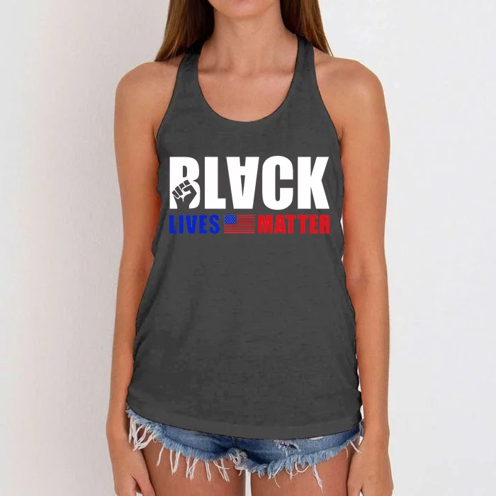 Black Lives Matter US Flag Women's Knotted Racerback Tank