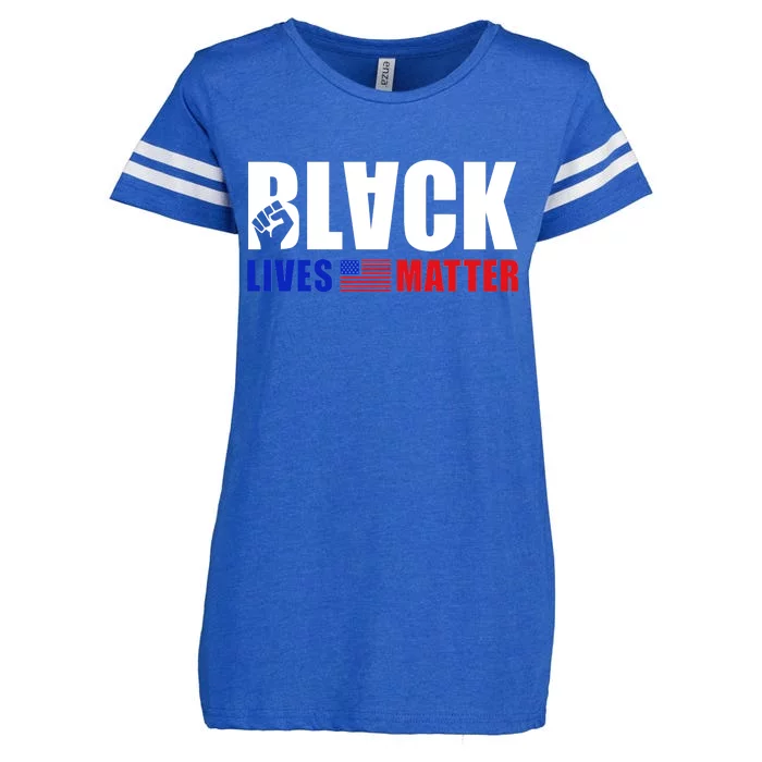 Black Lives Matter US Flag Enza Ladies Jersey Football T-Shirt