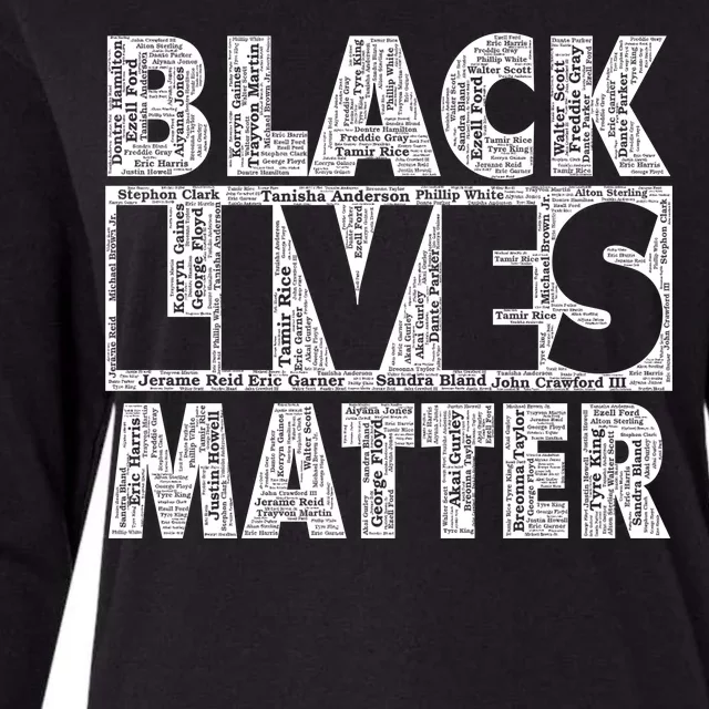 Black Lives Matters Victim Names Pattern Womens Cotton Relaxed Long Sleeve T-Shirt