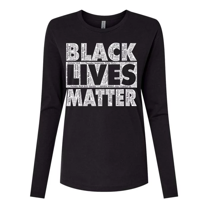 Black Lives Matters Victim Names Pattern Womens Cotton Relaxed Long Sleeve T-Shirt